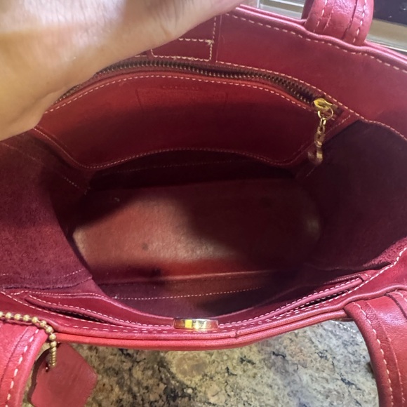 Vintage Coach Red Leather Tote Bag